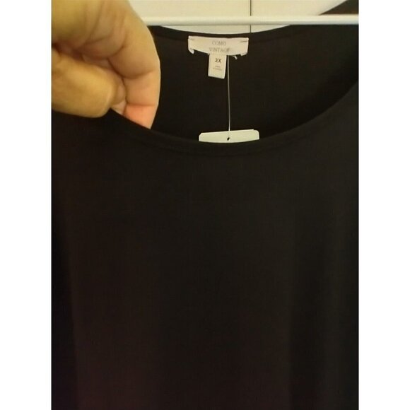 NWT Como Vintage Women Hi/Low Black Stretch Peplum Back Tunic Top  - 1X/2X - Picture 3 of 8